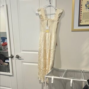 Cream Sleeveless Midi Sundress